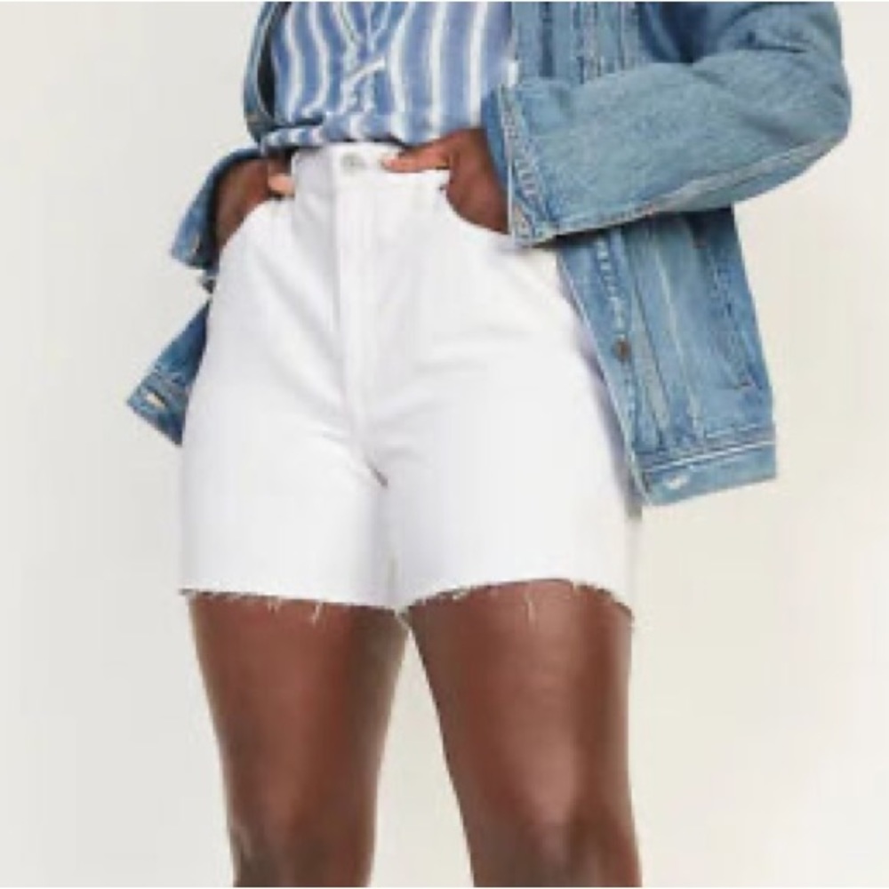 Women's High-Waisted White Denim Shorts